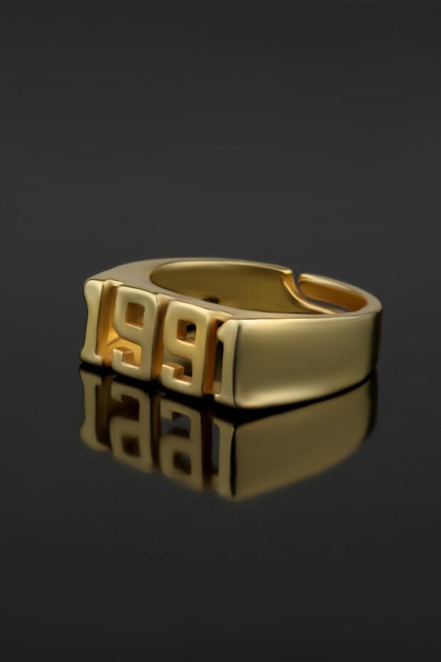 1991 Date Design Gold Color Ring - 1
