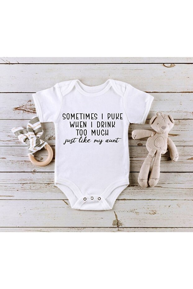 Sometimes I Puke When I Drink Too Much Organic Printed Unisex Snap Baby Body