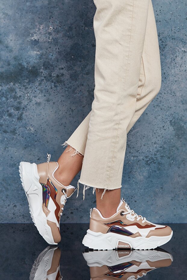 Kadın Taba Beyaz Sneaker - 3