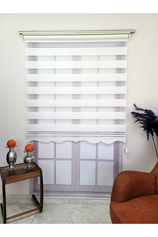 Mikro Pliseli Zebra Stor Perde Beyaz Mz483 - 2