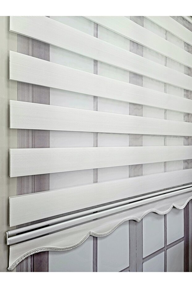 Mikro Pliseli Zebra Stor Perde Beyaz Mz483 - 4