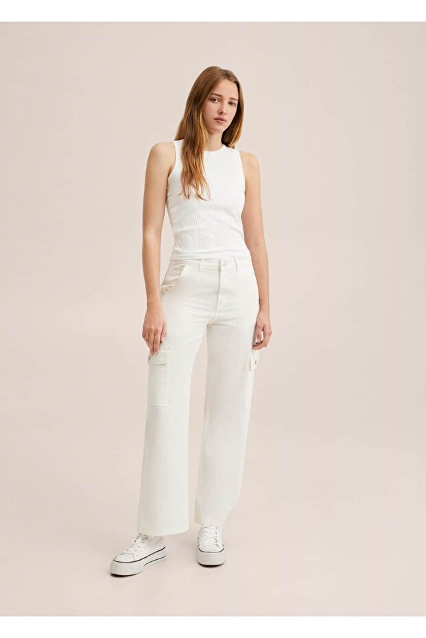 Kısa Paçalı Pamuklu Kargo Pantolon - 1