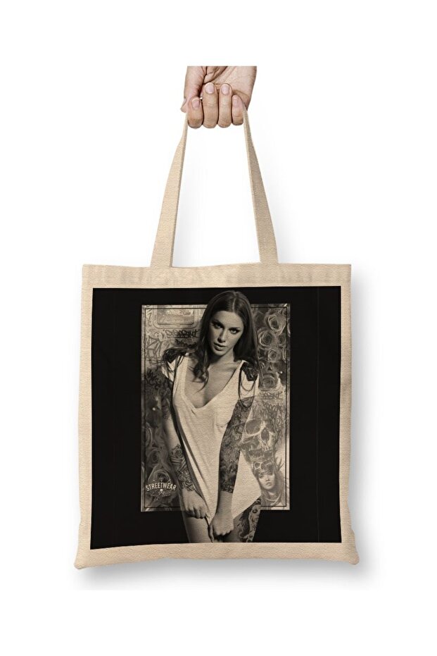 Tattoo Girl Cloth Bag Long Handle