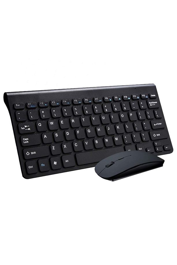 Ingilizce Mini Slim 2.4 Ghz Kablosuz Klavye Mouse Set Klavye - Siyah - 1