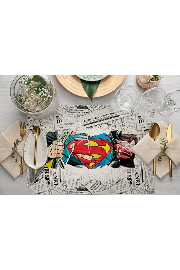 Home Superman Fabric American Service Set of 4 35x50cm