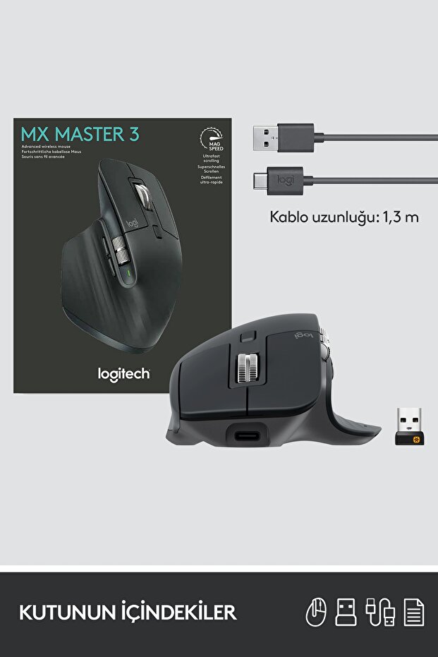 MX Master 3 Gelişmiş Profesyonel Kablosuz Mouse - Siyah - 10