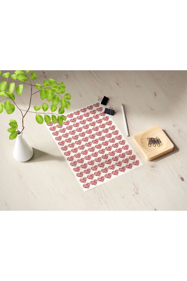 220 Adet 2 Cm Yapışkanlı Kalp Şekilli Kırmızı Sticker Etiket Hediye Paketleme Parti Hediyeleri - 1