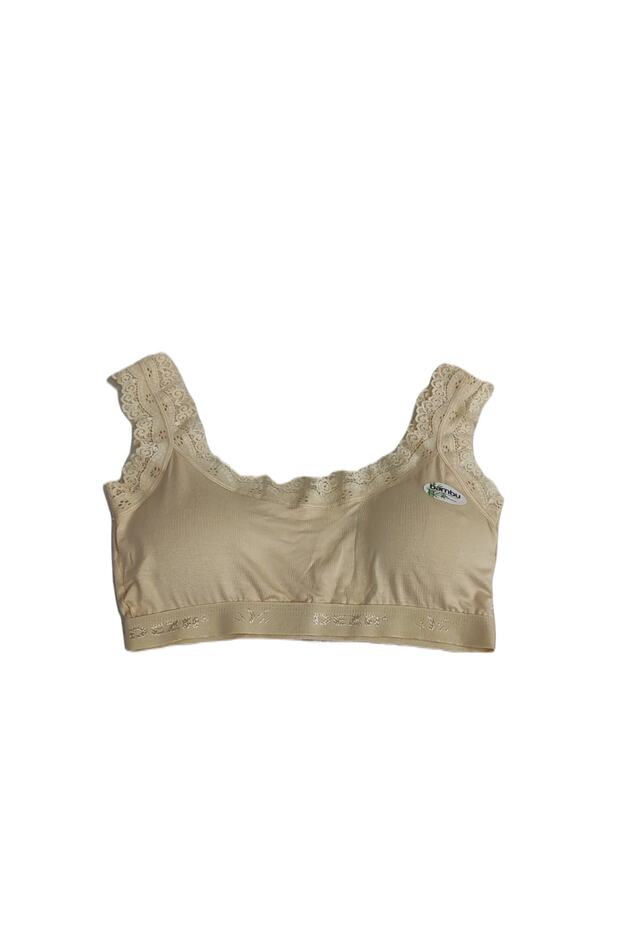 Thick Lace Strap Luxury Bamboo Pad Bralet Bustier Bralet (Gift - Beige Color)