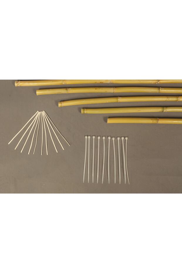 Bitki Destek Çubuğu Seti 5 Adet 75 cm Bambu 10 Ad Kelepçe 10 Ad Pvc Kaplı Tel - 2