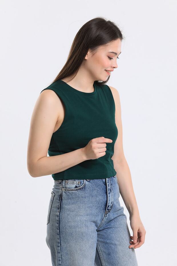 Kadın Crop Fit Basic Atlet - 6
