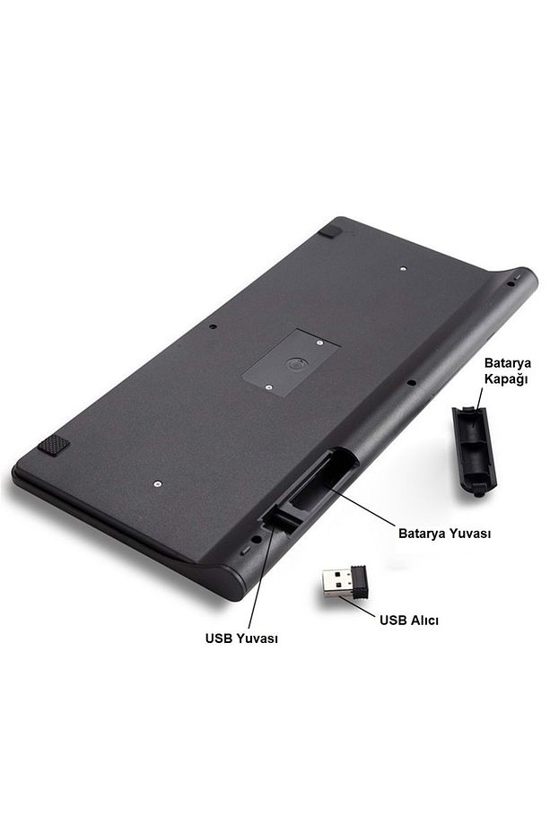 Ingilizce Mini Slim 2.4 Ghz Kablosuz Klavye Mouse Set Klavye - Siyah - 4