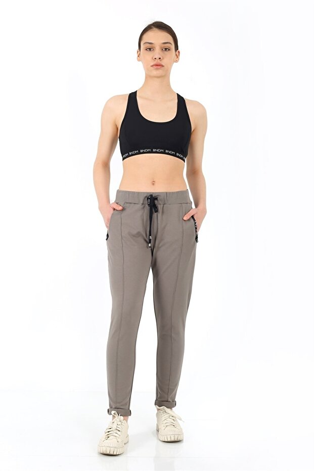 Mink Sports Pants with Zipper Pockets / Bmsp-014 Taupe