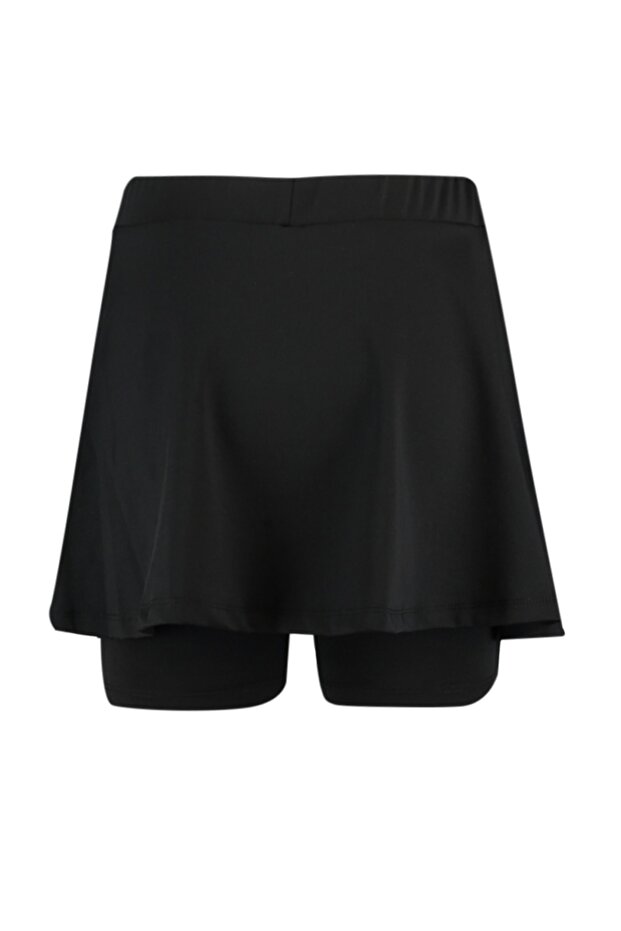 Siyah 2 Katmanlı İçi Şortlu Tenis Örme Spor Şort Etek TWOSS22SR00067 - 8