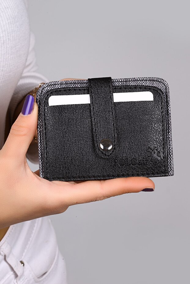 Men's Denim Patterned Sports Card Holder Gray