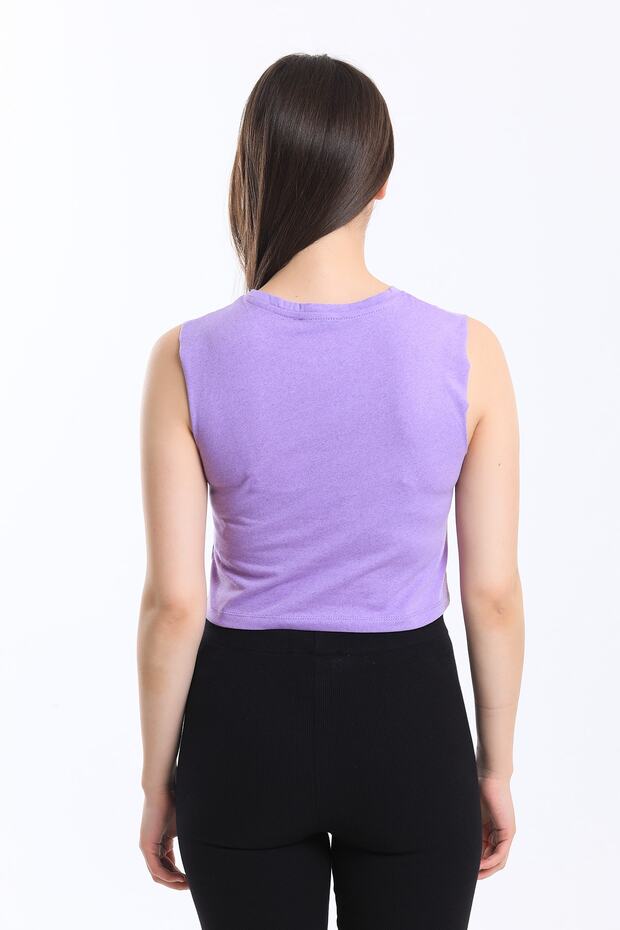 Kadın Crop Fit Basic Atlet - 6