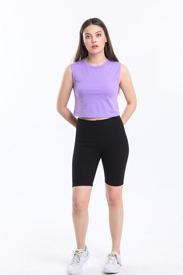 Kadın Crop Fit Basic Atlet - 7