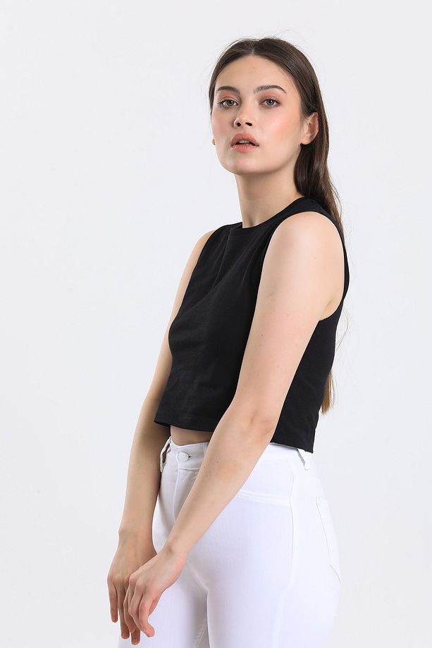 Kadın Crop Fit Basic Atlet - 5