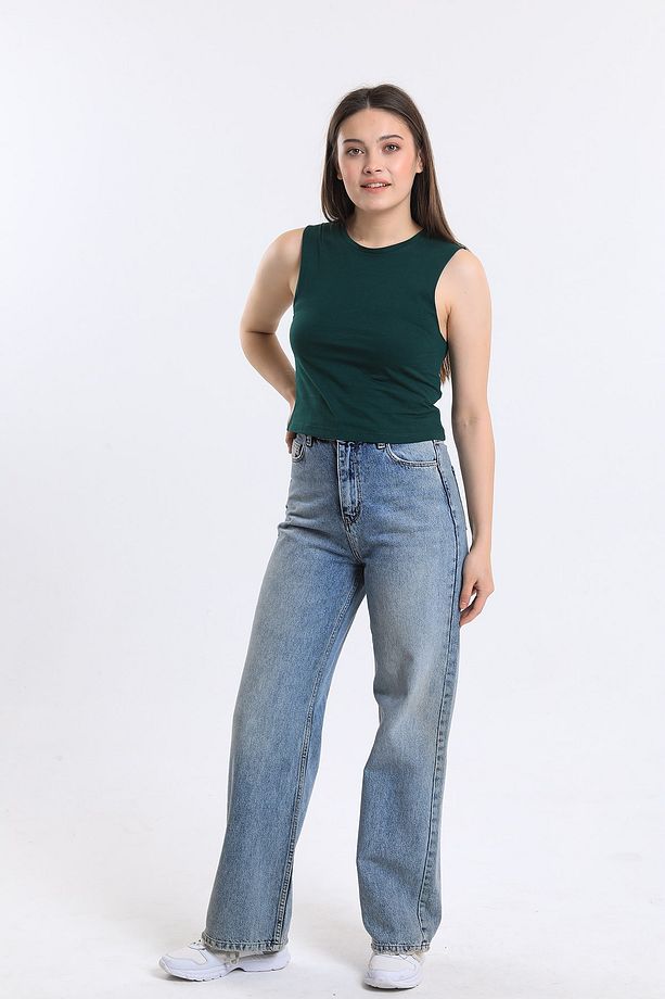 Kadın Crop Fit Basic Atlet - 3