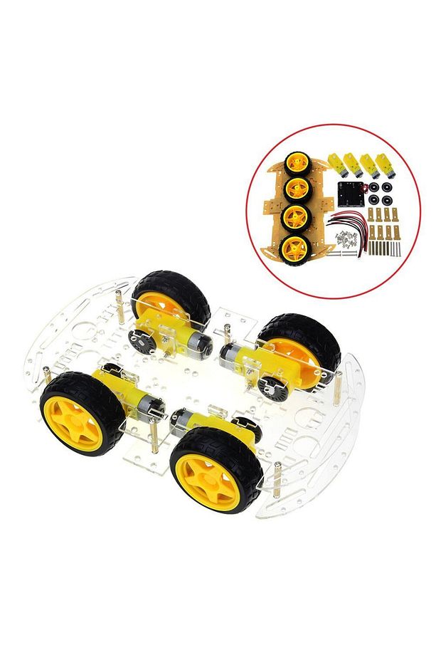 Arduino 4wd Robot Araba Platform Kiti Seti Şeffaf - 2
