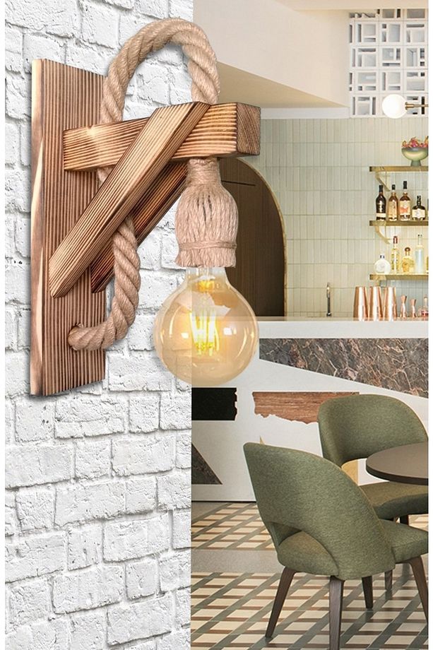 Aplik Ahşap Aplik Duvar Lambası Cafe Otel Restorant Için Ahşap Aplik Duvar Lambası - 3