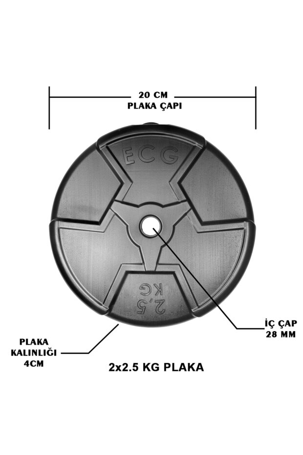 Halter Seti Spor Hero Serisi 2.5 kg Plaka-2 Adet 2 x 2,5 Kg Siyah Vinyl - 2