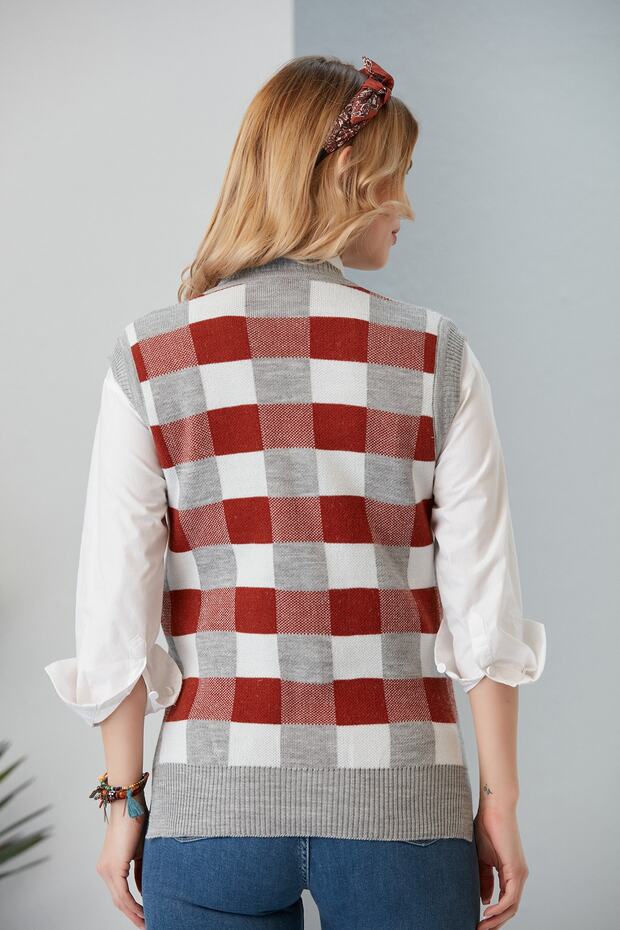 Kadın Kiremit Triko Süveter - 6