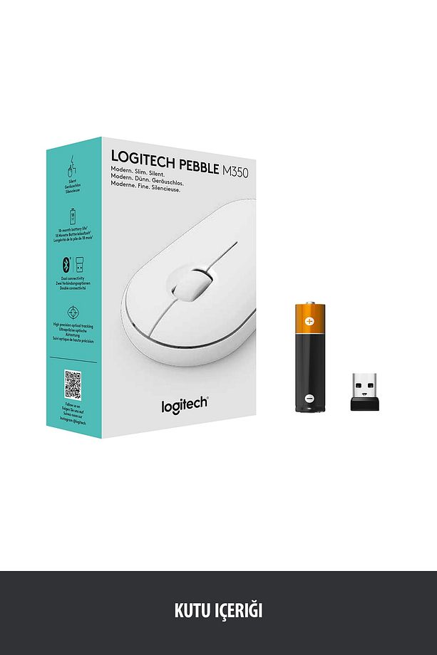 M350 Pebble Sessiz Kablosuz Kompakt Mouse - Beyaz - 9