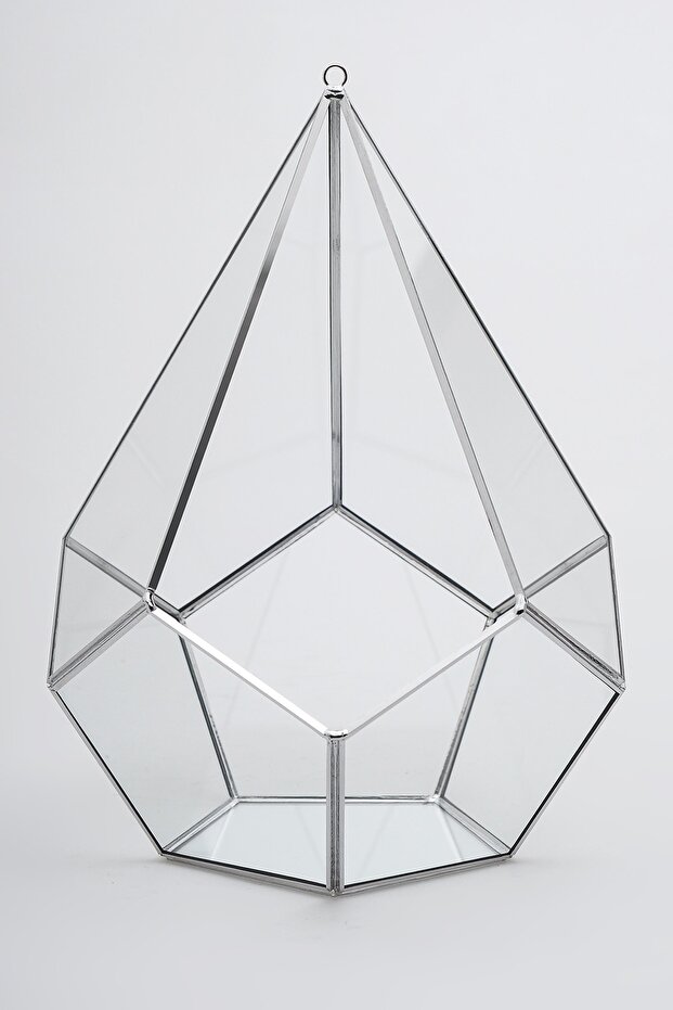 31x22x22cm Silver Chocolate Box Geometric Terrarium Prism Glass Jar Engagement Table Presentation Organization