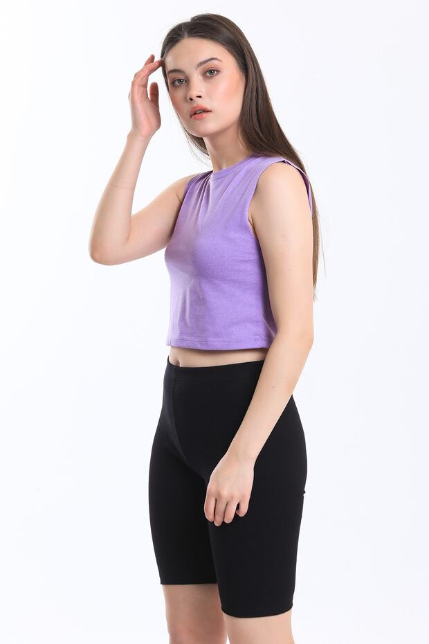 Kadın Crop Fit Basic Atlet - 3