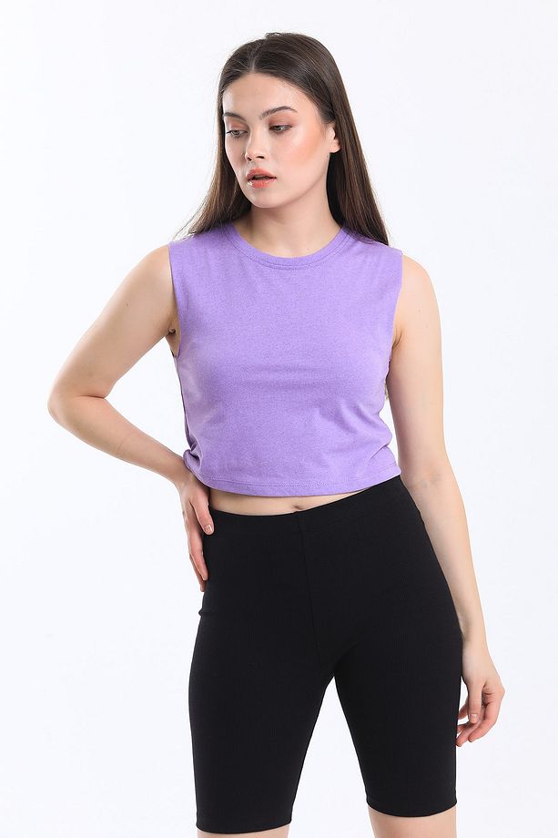 Kadın Crop Fit Basic Atlet - 4