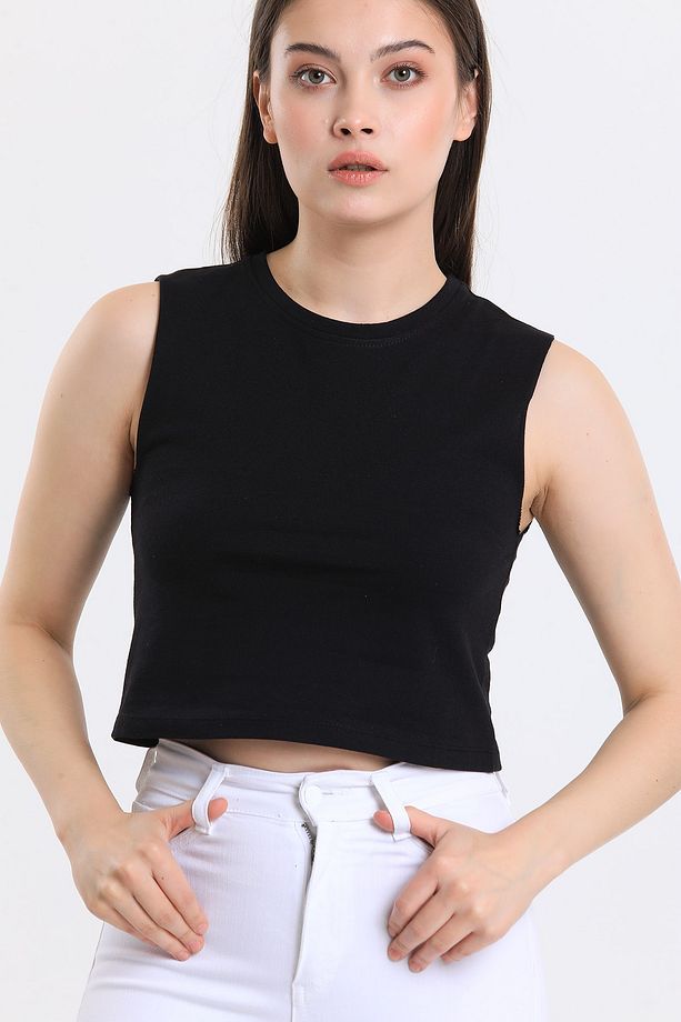 Kadın Crop Fit Basic Atlet - 7