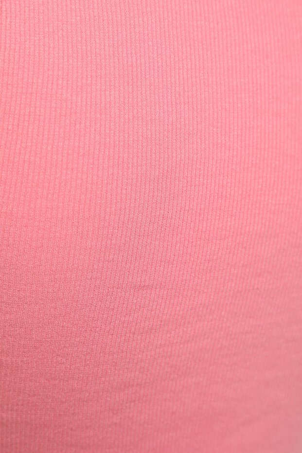 Pembe Asimetrik Super Crop Fitilli Esnek Örme Atlet TWOSS22AL0065 - 6