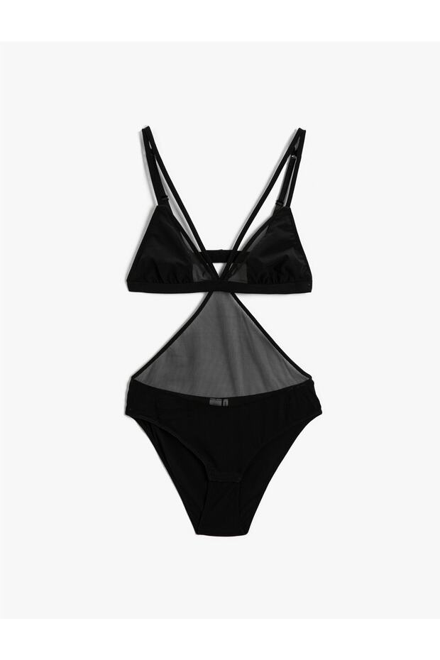 Window Detailed Tulle Bodysuit