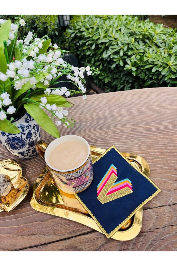 Rainbow' ́v ́ Letter Cocktail Napkin (1 Piece)