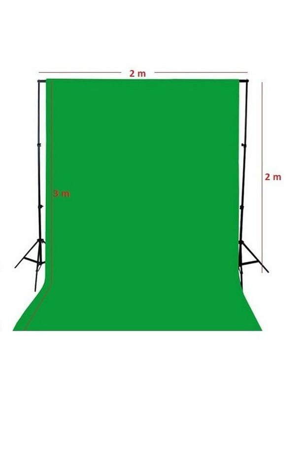 Chromakey-green Screen- Greenbox Yeşil Fon Perde(2x3 M) + Fon Standı - 2