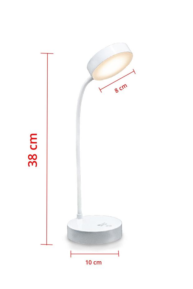 Şarjlı Dokunmatik 20 Led Çalışma Okuma Işığı Flexible Masa Lambası Beyaz 3 W - 4