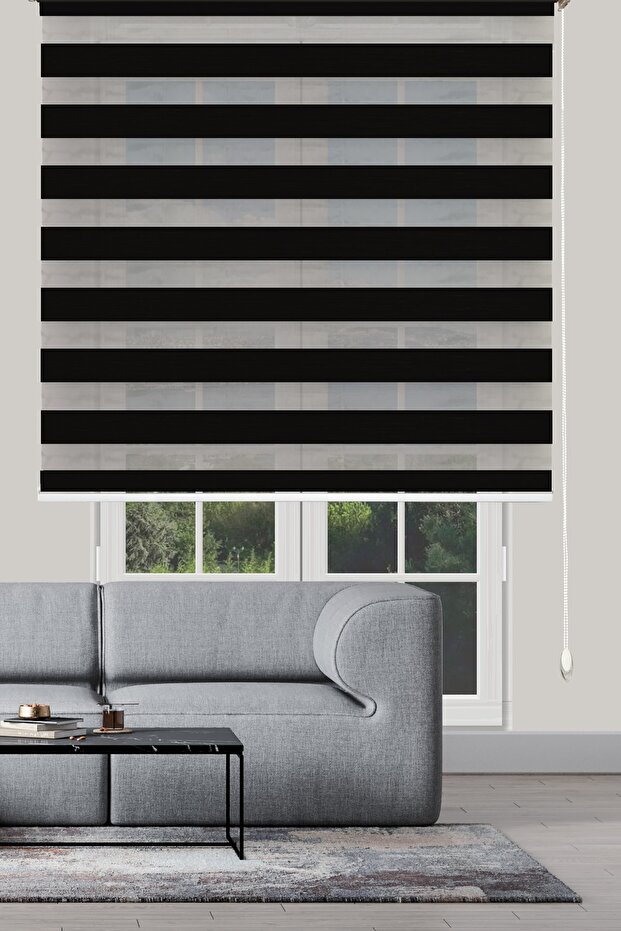 Siyah Bambu Zebra Stor Perde - 1