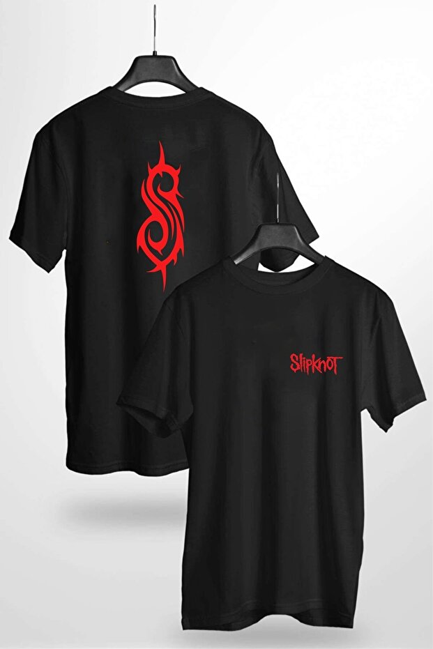 تي شيرت بتصميم خاص مطبوع عليه شعار Slipknot على الوجهين للجنسين