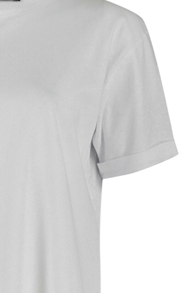 Lacivert-Beyaz 2'li Paket Yırtmaç Detaylı Bisiklet Yaka Basic Örme T-Shirt TCTSS21UK0009 - 12