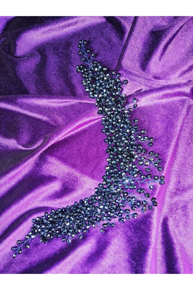 Navy Blue Crystal Beaded Crown and Turban Accessory