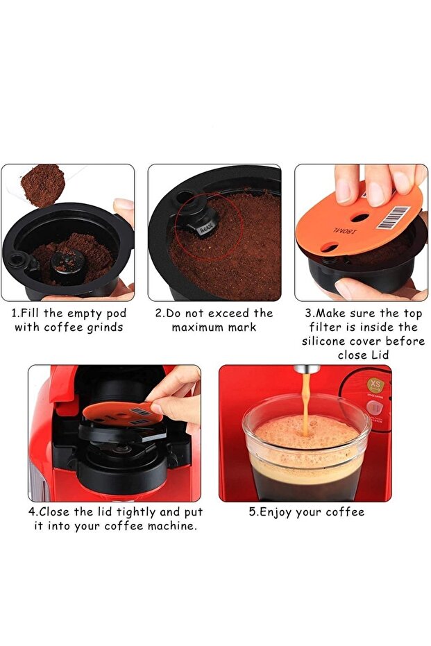 Bosh Tassimo Için 180ml Kullanımlık Tekrar Doldurulabilir Kahve Kapsülü - 5