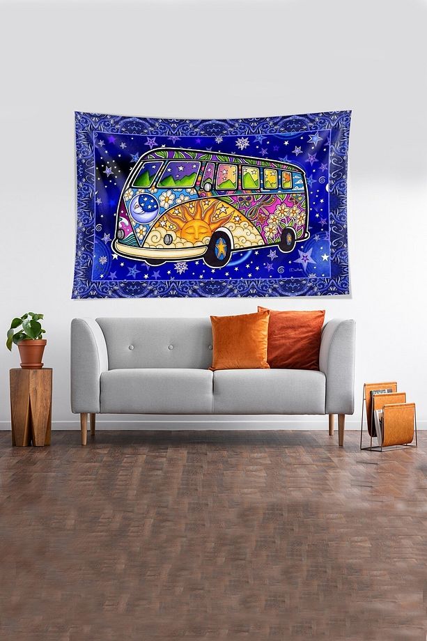 Woswos Karavan Bohem Leke Tutmaz Kadife Dokulu Kumaş Duvar Örtüsü Duvar Halıs Tapestry - 2