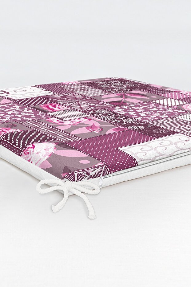 Patchwork Pattern Digital Printed Modern Zippered Chair Cushion - 6