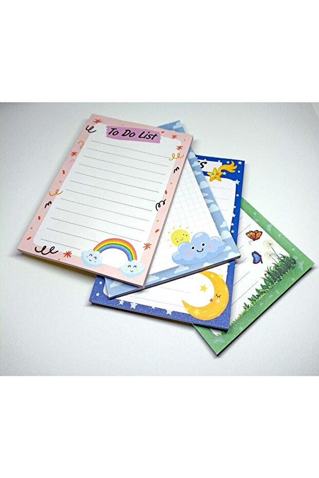 Notepad - Memo Pad Set of 4 (cloud, Spring, Moon and Rainbow Themed Notes To Do List) (10-14 Cm) - 3