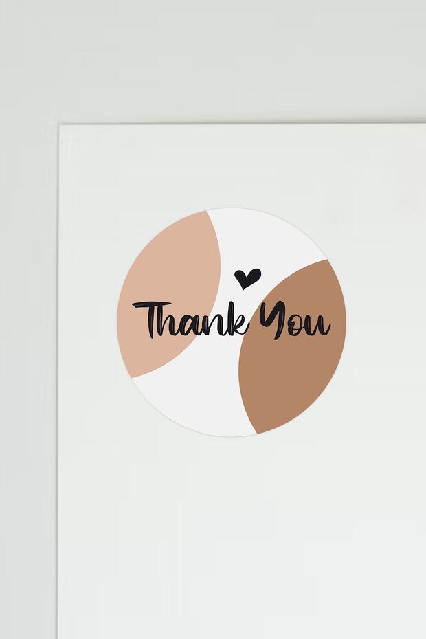 Thank You Round Adhesive Product Packaging, Package Label Sticker with Thank You Written