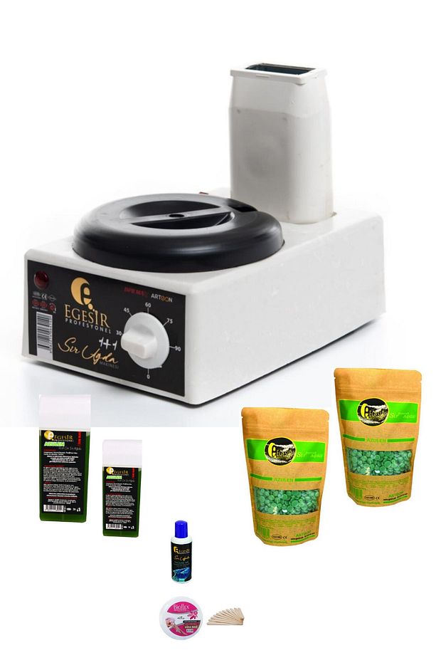 1+1 Kartuşlu Roll-on Makine Granül Soyulabilen Boncuk Ağda Yağ Spatula Ekonomik Set11 - 1