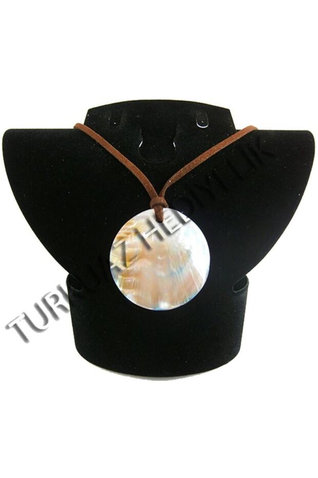 Mother of Pearl Shell Necklace - Brown Round