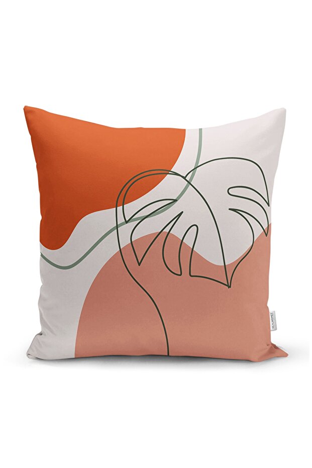 Leaf Patterned Pastel Modern Pillow - Digital Printed Throw Pillow Cover