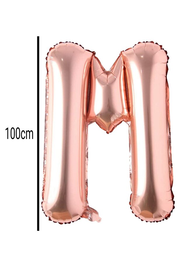 Letter M Foil Birthday Balloon Rose Gold (100cm)
