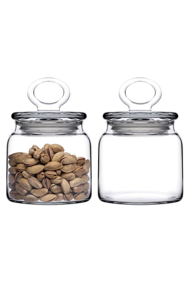 Kitchen Slim Small Jar Set of 2 with Glass Lid - 575cc Fma07096